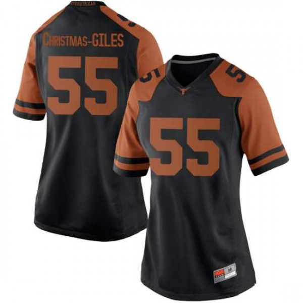 Women University of Texas #55 D'Andre Christmas-Giles Game Jersey Black